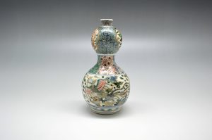 和歌山 偕楽園焼 色絵染付龍鳳文瓢形振出 仁阿弥道八作